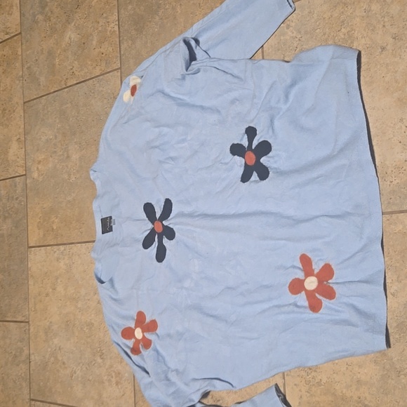 Aaeda Sweater Floral Blue Shirt XL Top - Picture 2 of 6
